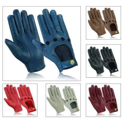 Men Leather Driving Full Finger Gloves