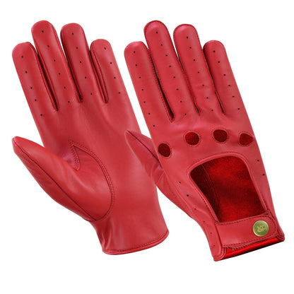 Men Leather Driving Full Finger Gloves