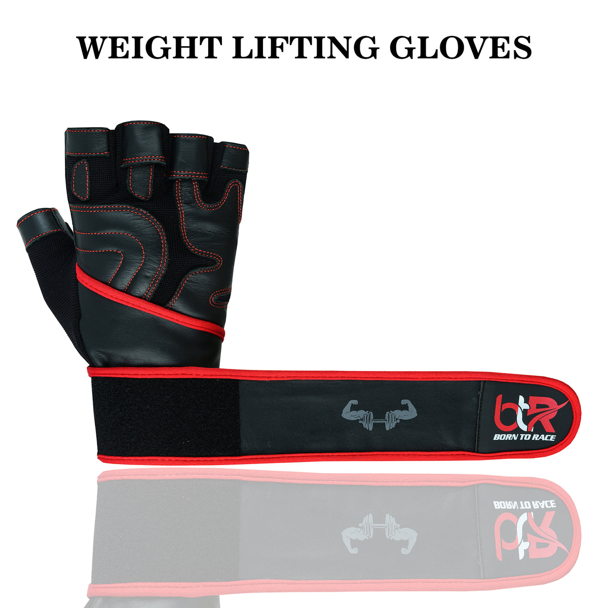 Weight Lifting Leather Gloves - Fingerless, Padded, Long Wrist Support Unisex Design For Men & Women