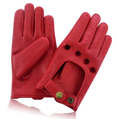 Men Leather Driving Full Finger Gloves