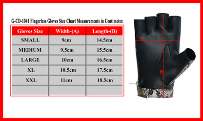 Men Python Snake Embossed Leather Fingerless Gloves