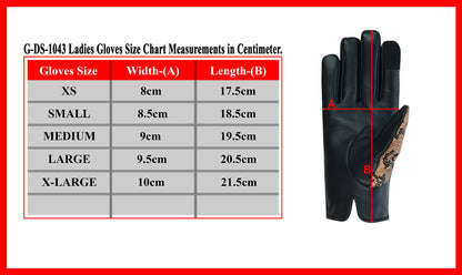 Women Python Snake Embossed Leather Dress Gloves