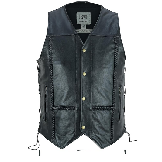 Leather Motorcycle Vest for Men