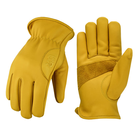 Work Gloves Cowhide Leather Reinforced Construction Hand Tools Driving Gardening Work Safety Gloves