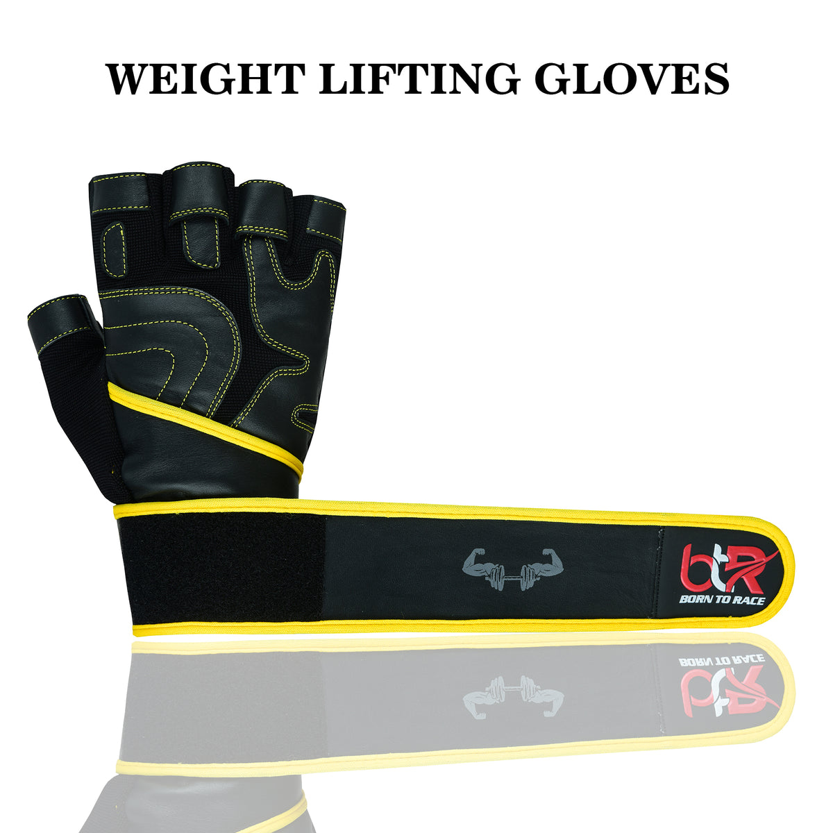 Weight Lifting Leather Gloves - Fingerless, Padded, Long Wrist Support Unisex Design For Men & Women