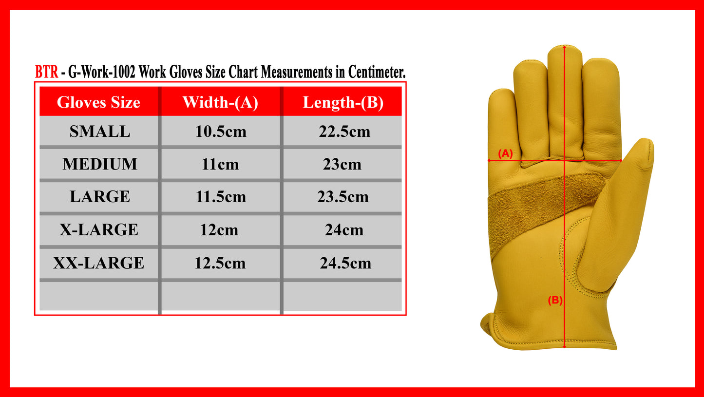 Work Gloves Cowhide Leather Reinforced Construction Hand Tools Driving Gardening Work Safety Gloves