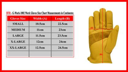 Work Gloves Cowhide Leather Reinforced Construction Hand Tools Driving Gardening Work Safety Gloves
